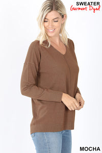 "Phoebe" V-Neck Front Seam Sweater (Multiple Colors)-Lola Monroe Boutique