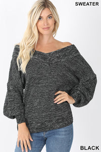 "Showing A Little Shoulder" V Neck Sweater (Multiple Colors)-Lola Monroe Boutique