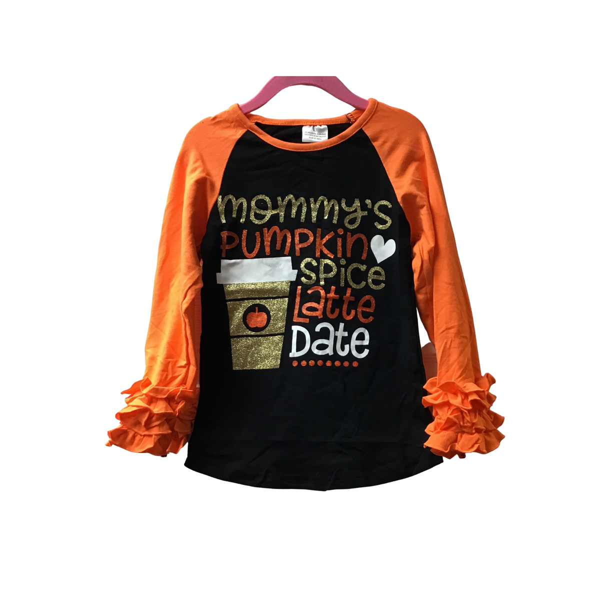 Kids Mommy's Pumpkin Spice Long Sleeved Ruffle Cuff Shirt-Lola Monroe Boutique