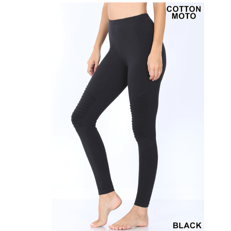 Cotton Moto Leggings (Black)