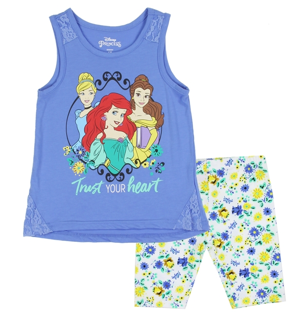 Disney Princess Kids Short Set (Cinderella, Belle, Ariel)-Lola Monroe Boutique