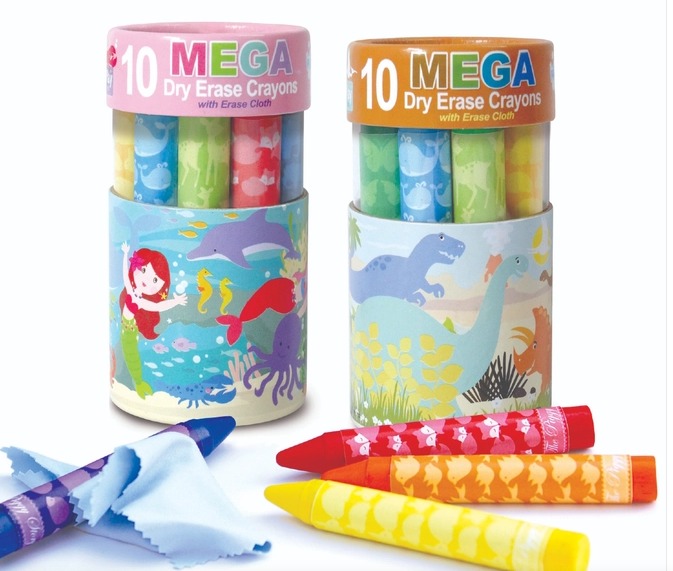 Dry Erase Mega Crayons with Erase Cloth (Multiple Options)-Lola Monroe Boutique