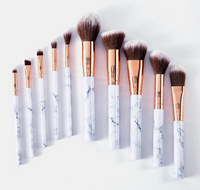 10 Piece Makeup Brush Set (Pink or Grey Marble)