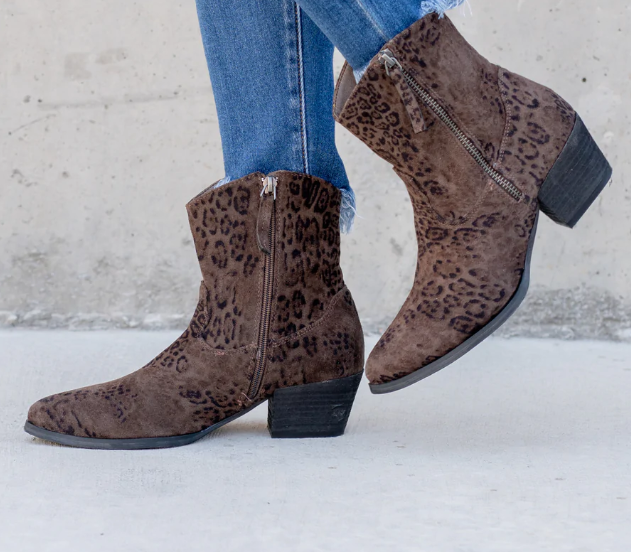 "Heavenly" Animal Print Faux Suede Bootie By Very G