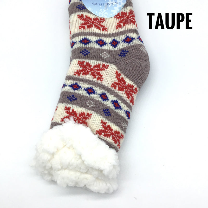 Kids Fuzzy Snowflake Socks (Multiple Colors)
