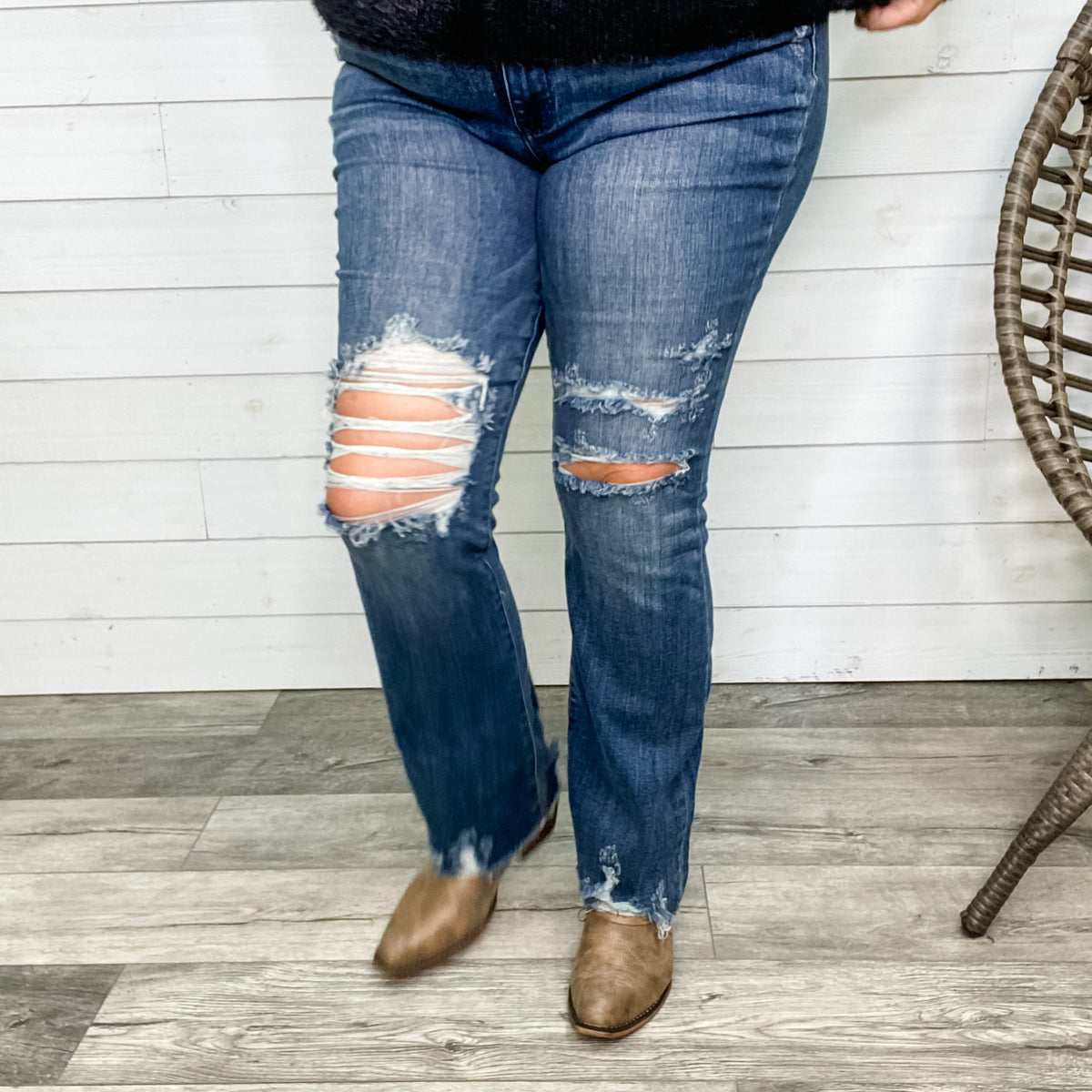Judy Blue "Train Station" Distressed Bootcut Jeans