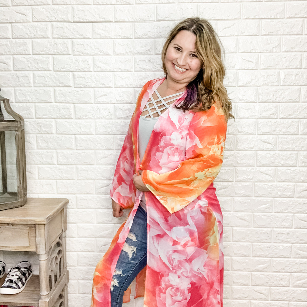 "Rose Water" Wide Sleeve Kimono-Lola Monroe Boutique