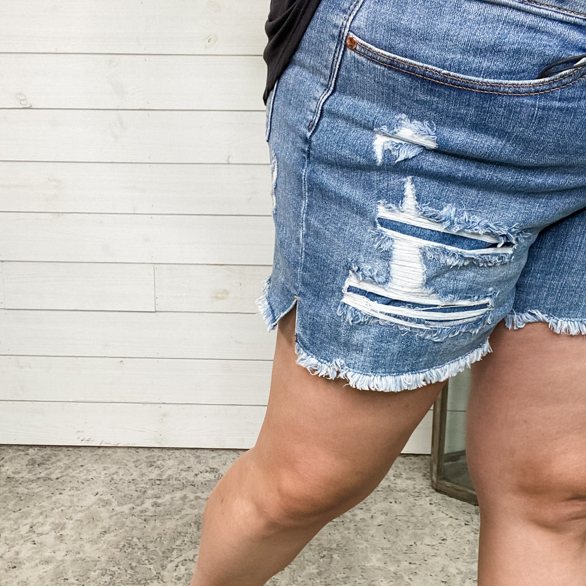 Judy Blue Denim Patch Reimagined Side Slit Shorts