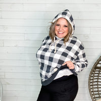 Checkered Sherpa Lined Hoodie (Black and White)
