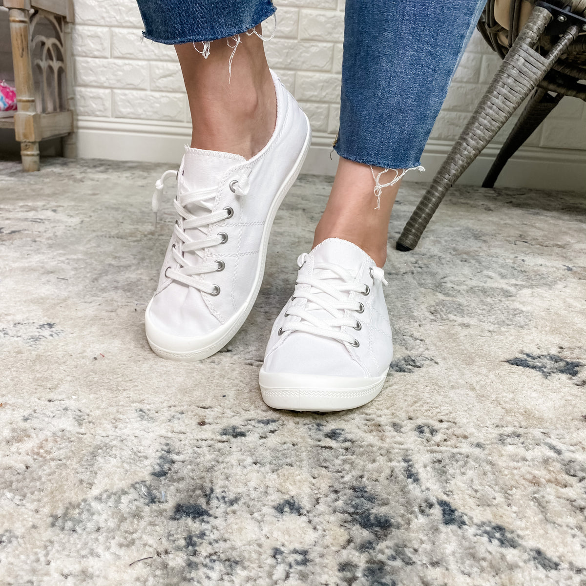 Custom Sneakers (White with Cream Heel)