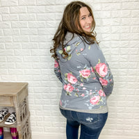 "Madeline" Floral Hoodie with Front Pocket-Lola Monroe Boutique