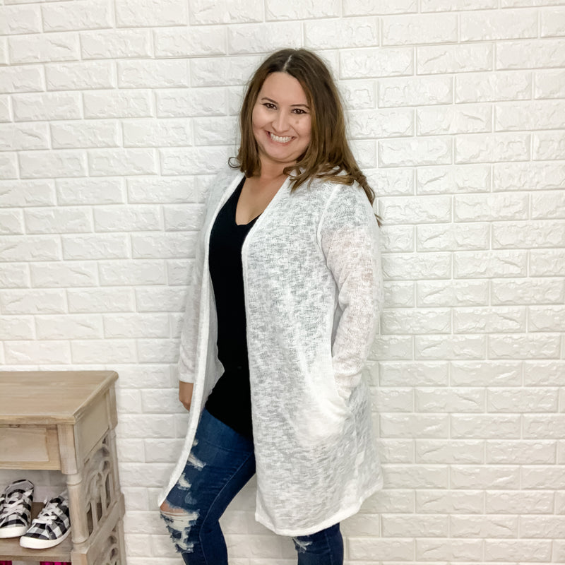 "Harlow" Cardigan with Side Pockets (Off White)-Lola Monroe Boutique