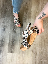 "Carley" Wedge Sandal By Corkys (Gold Leopard 2)