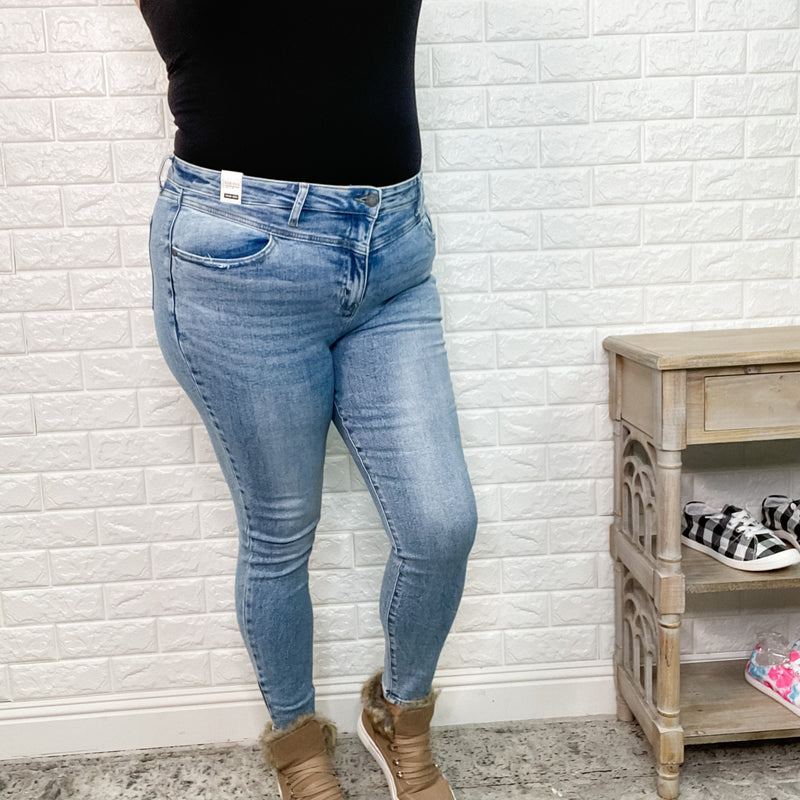 Judy Blue "Over Easy" Front Yoke Skinny Jeans