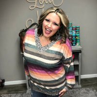 "Desert Cat" Stripes with Animal Accent Long Sleeve-Lola Monroe Boutique