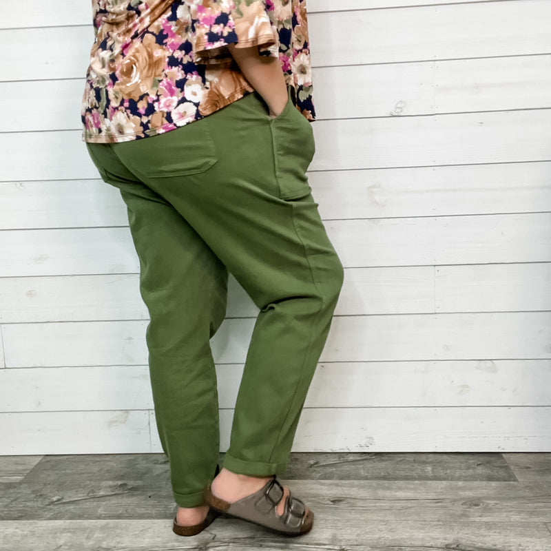 Quince Women's Stretch Cotton Twill Wide-Leg Crop Pants sz 31 Olive Green  NWT
