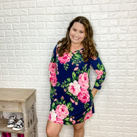"Sway My Way" Floral Dress with Pockets & Criss Cross Design-Lola Monroe Boutique