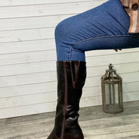 "Gossip" Vegan Leather Riding Boots (Cognac)