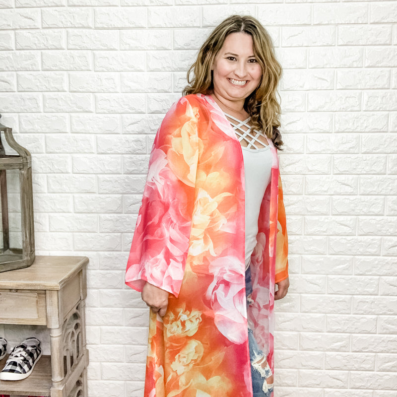 "Rose Water" Wide Sleeve Kimono-Lola Monroe Boutique