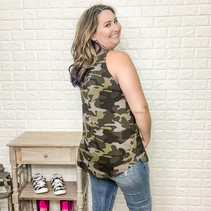 "Gearing Up" Camo Relaxed Fit Tank-Lola Monroe Boutique