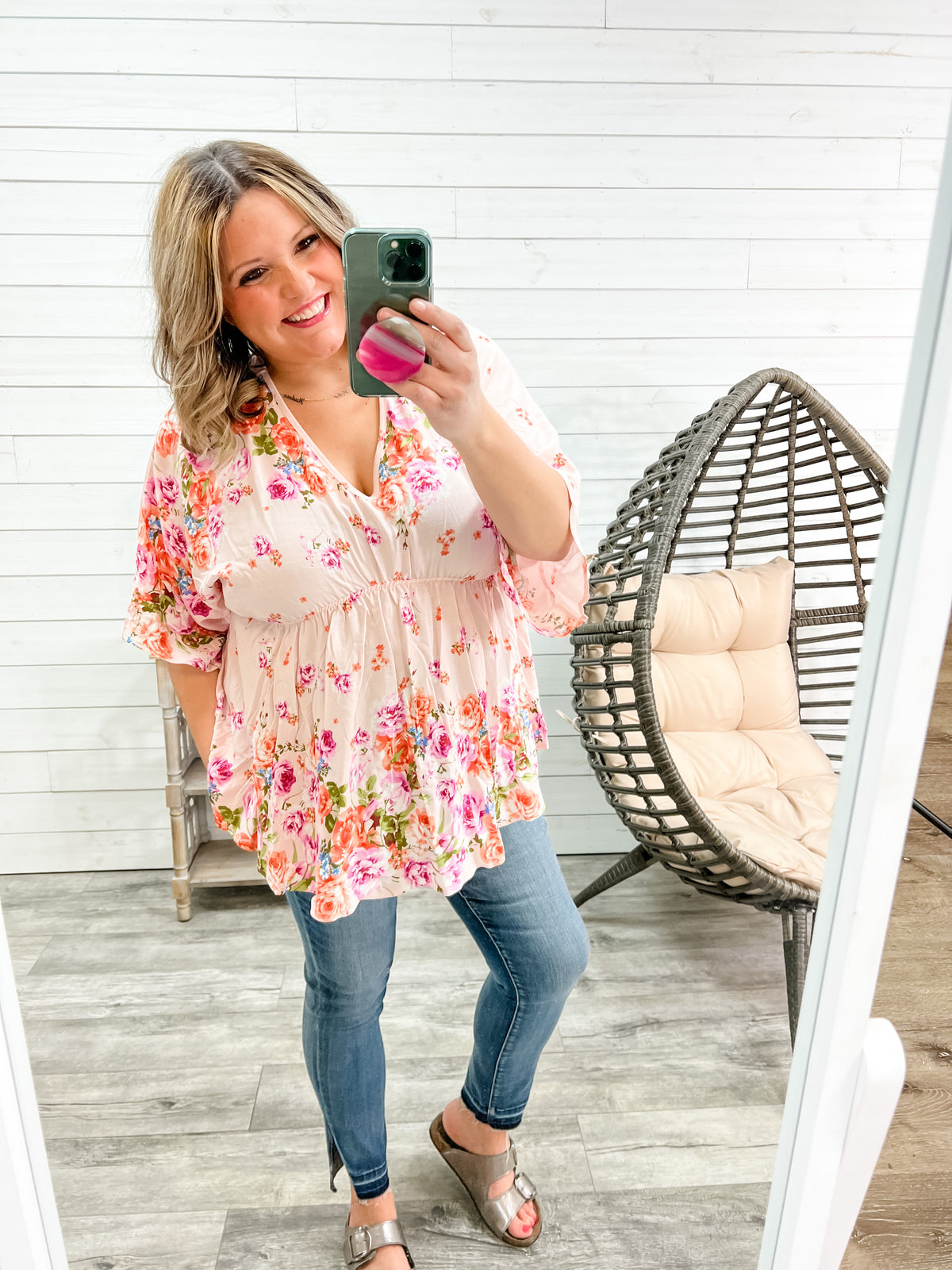 "Believe It" Floral V Neck Peasant Style