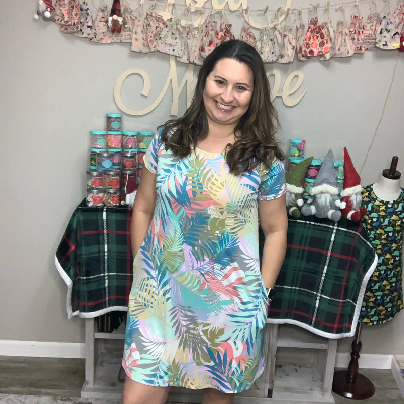 Honey Me Palm Frong Tunic/Dress with Pockets-Lola Monroe Boutique