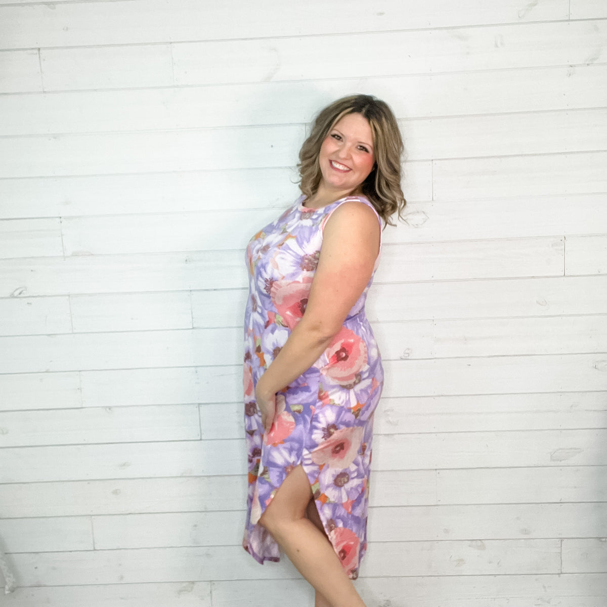 "Calgon Take Me Away" Sleeveless Floral Maxi with Pockets (Lavender)