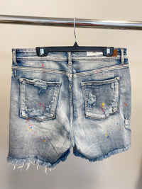 Judy Blue Rainbow Paint Splatter Shorts