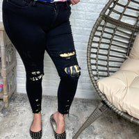 Judy Blue "Black Magic Leopard" Mid Rise Skinny Jeans - Lola Monroe Boutique