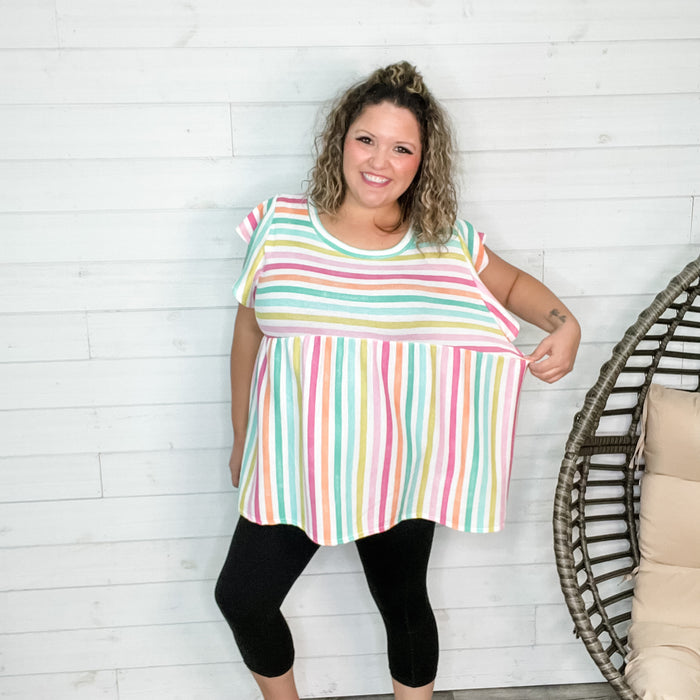 "Leanne" Waffle Texture Striped Tunic