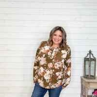 "Gianna" Floral Long Sleeve with Faux Button Detail