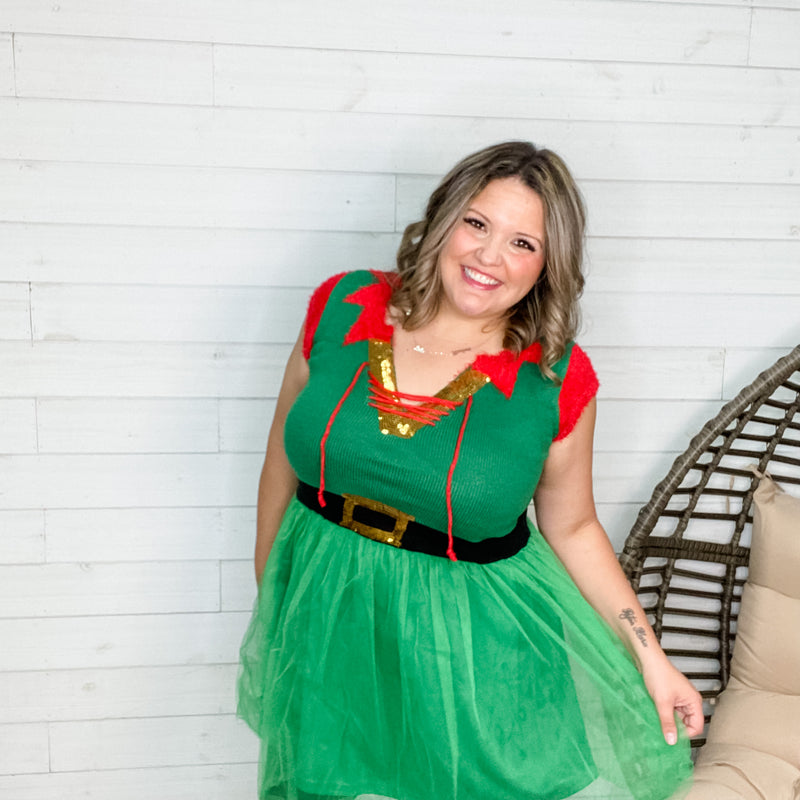 Holiday Elf Dress with Tutu