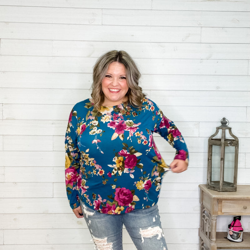 "Antonia" Long Sleeve Floral with Criss Cross Back Design