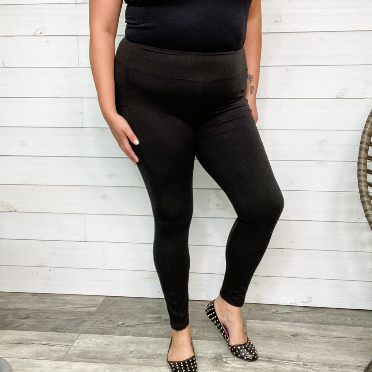 Classic Black Leggings With Pockets (Adult & Kids)