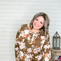 "Gianna" Floral Long Sleeve with Faux Button Detail