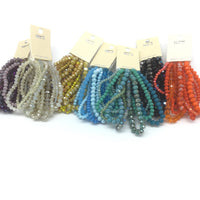 Set of "9" Shimmering Faceted Glass Bead Bracelets  (Multiple Colors)