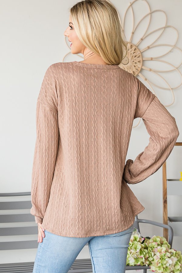 "Willa" Long Sleeve Thermal Look Sweater